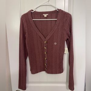 Aéropostale Long Sleeve Buttoned V-Neck Top